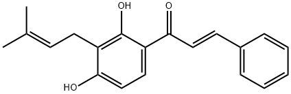 (2E)-1-[2,4-Dihydroxy-3-(3-methyl-2-butenyl)phenyl]-3-phenyl-2-propen-1-one 结构式