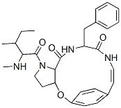 2,3,3a,13,14,15a-Hexahydro-1-[3-methyl-2-(methylamino)-1-oxopentyl]-13-(phenylmethyl)-5,8-ethenopyrrolo[3,2-b][1,5,8]oxadiazacyclotetradecine-12,15(1H,11H)-dione 结构式