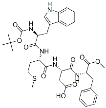 1-methyl N-[N-[N-[N-[(tert-butoxy)carbonyl]-L-tryptophyl]-L-methionyl]-L-alpha-aspartyl]-3-phenyl-L-alaninate 结构式