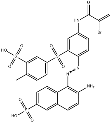 6-amino-5-[[4-[(2-bromo-1-oxoallyl)amino]-2-[(4-methyl-3-sulphophenyl)sulphonyl]phenyl]azo]naphthalene-2-sulphonic acid 结构式