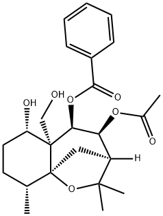 Decahydro-5a-(hydroxymethyl)-2,2,9-trimethyl-3,9a-methano-1-benzoxepine-4,5,6-triol 4-acetate 5-benzoate 结构式