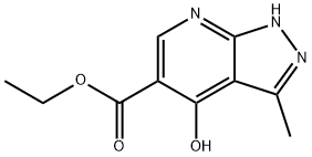 3-METHYL-4-OXO-4,7-DIHYDRO-1H-PYRAZOLO[3,4-B]PYRIDINE-5-CARBOXYLIC ACID ETHYL ESTER 结构式