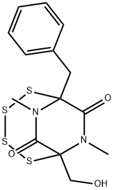 1-Hydroxymethyl-7,9-dimethyl-6-benzyl-2,3,4,5-tetrathia-7,9-diazabicyclo[4.2.2]decane-8,10-dione 结构式