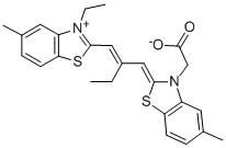 氢氧化2-[2-[3-(羧甲基)-5-甲基-2(3H)-苯并噻唑亚基甲基]-1-丁烯基]-3-乙基-5-甲基苯 结构式