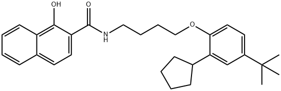 N-[4-[2-cyclopentyl-4-(1,1-dimethylethyl)phenoxy]butyl]-1-hydroxynaphthalene-2-carboxamide 结构式