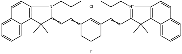 2-[2-[2-CHLORO-3-[(1,3-DIHYDRO-3,3-DIMETHYL-1-PROPYL-2H-INDOL-2-YLIDENE)ETHYLIDENE]-1-CYCLOHEXEN-1-YL]ETHENYL]-3,3-DIMETHYL-1-PROPYLINDOLIUM IODIDE 结构式