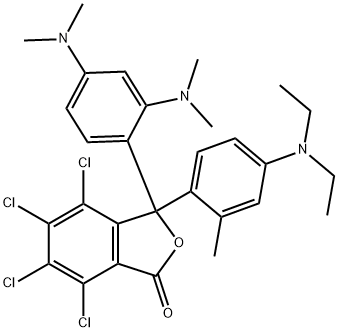 3-[2,4-bis(dimethylamino)phenyl]-4,5,6,7-tetrachloro-3-[4-(diethylamino)-o-tolyl]phthalide 结构式