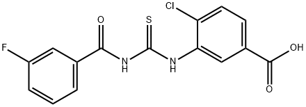 4-CHLORO-3-[[[(3-FLUOROBENZOYL)AMINO]THIOXOMETHYL]AMINO]-BENZOIC ACID 结构式