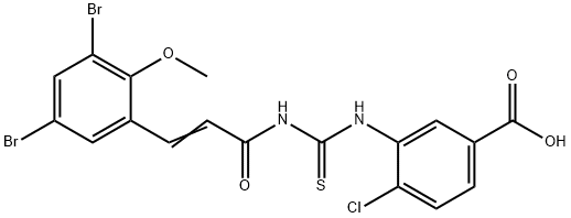 4-CHLORO-3-[[[[3-(3,5-DIBROMO-2-METHOXYPHENYL)-1-OXO-2-PROPENYL]AMINO]THIOXOMETHYL]AMINO]-BENZOIC ACID 结构式