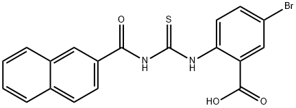 5-BROMO-2-[[[(2-NAPHTHALENYLCARBONYL)AMINO]THIOXOMETHYL]AMINO]-BENZOIC ACID 结构式