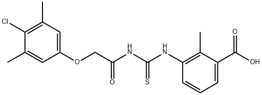 3-[[[[(4-CHLORO-3,5-DIMETHYLPHENOXY)ACETYL]AMINO]THIOXOMETHYL]AMINO]-2-METHYL-BENZOIC ACID 结构式
