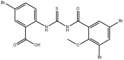 5-BROMO-2-[[[(3,5-DIBROMO-2-METHOXYBENZOYL)AMINO]THIOXOMETHYL]AMINO]-BENZOIC ACID 结构式