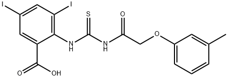 3,5-DIIODO-2-[[[[(3-METHYLPHENOXY)ACETYL]AMINO]THIOXOMETHYL]AMINO]-BENZOIC ACID 结构式