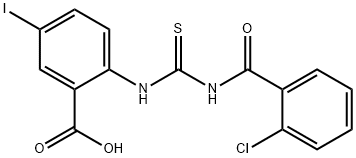 2-[[[(2-CHLOROBENZOYL)AMINO]THIOXOMETHYL]AMINO]-5-IODO-BENZOIC ACID 结构式