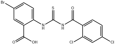 5-BROMO-2-[[[(2,4-DICHLOROBENZOYL)AMINO]THIOXOMETHYL]AMINO]-BENZOIC ACID 结构式