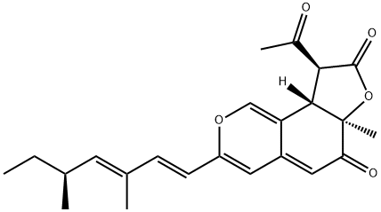 9-Acetyl-9,9a-dihydro-6a-methyl-3-(3,5-dimethyl-1,3-heptadienyl)-6H-furo[2,3-h]-2-benzopyran-6,8(6aH)-dione 结构式