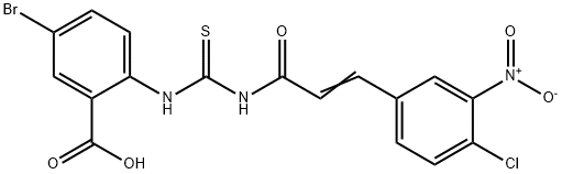 5-BROMO-2-[[[[3-(4-CHLORO-3-NITROPHENYL)-1-OXO-2-PROPENYL]AMINO]THIOXOMETHYL]AMINO]-BENZOIC ACID 结构式