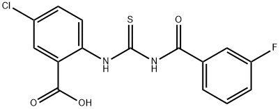 5-CHLORO-2-[[[(3-FLUOROBENZOYL)AMINO]THIOXOMETHYL]AMINO]-BENZOIC ACID 结构式