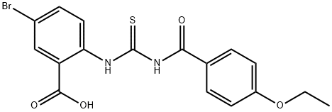 5-BROMO-2-[[[(4-ETHOXYBENZOYL)AMINO]THIOXOMETHYL]AMINO]-BENZOIC ACID 结构式