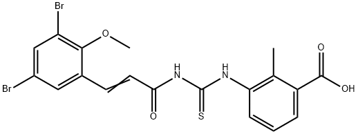 BENZOIC ACID, 3-[[[[3-(3,5-DIBROMO-2-METHOXYPHENYL)-1-OXO-2-PROPENYL]AMINO]THIOXOMETHYL]AMINO]-2-METHYL- 结构式