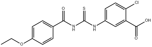 2-CHLORO-5-[[[(4-ETHOXYBENZOYL)AMINO]THIOXOMETHYL]AMINO]-BENZOIC ACID 结构式