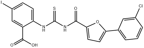 2-[[[[[5-(3-CHLOROPHENYL)-2-FURANYL]CARBONYL]AMINO]THIOXOMETHYL]AMINO]-5-IODO-BENZOIC ACID 结构式