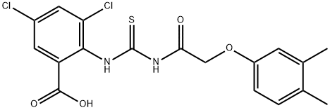 3,5-DICHLORO-2-[[[[(3,4-DIMETHYLPHENOXY)ACETYL]AMINO]THIOXOMETHYL]AMINO]-BENZOIC ACID 结构式