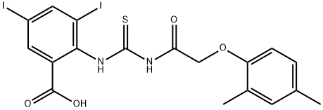 2-[[[[(2,4-DIMETHYLPHENOXY)ACETYL]AMINO]THIOXOMETHYL]AMINO]-3,5-DIIODO-BENZOIC ACID 结构式