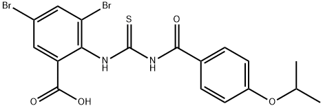 3,5-DIBROMO-2-[[[[4-(1-METHYLETHOXY)BENZOYL]AMINO]THIOXOMETHYL]AMINO]-BENZOIC ACID 结构式