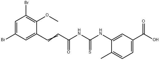 BENZOIC ACID, 3-[[[[3-(3,5-DIBROMO-2-METHOXYPHENYL)-1-OXO-2-PROPENYL]AMINO]THIOXOMETHYL]AMINO]-4-METHYL- 结构式