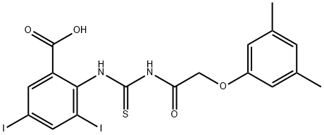 2-[[[[(3,5-DIMETHYLPHENOXY)ACETYL]AMINO]THIOXOMETHYL]AMINO]-3,5-DIIODO-BENZOIC ACID 结构式