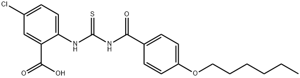 5-CHLORO-2-[[[[4-(HEXYLOXY)BENZOYL]AMINO]THIOXOMETHYL]AMINO]-BENZOIC ACID 结构式