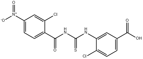 4-CHLORO-3-[[[(2-CHLORO-4-NITROBENZOYL)AMINO]THIOXOMETHYL]AMINO]-BENZOIC ACID 结构式