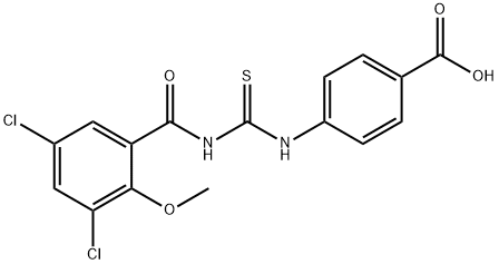 4-[[[(3,5-DICHLORO-2-METHOXYBENZOYL)AMINO]THIOXOMETHYL]AMINO]-BENZOIC ACID 结构式