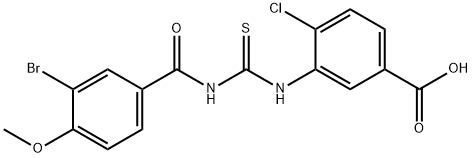 3-[[[(3-BROMO-4-METHOXYBENZOYL)AMINO]THIOXOMETHYL]AMINO]-4-CHLORO-BENZOIC ACID 结构式