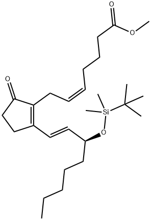 (5Z,13E,15S)-15-[[(tert-Butyl)dimethylsilyl]oxy]-9-oxo-5,8(12),13-prostatrien-1-oic acid methyl ester 结构式