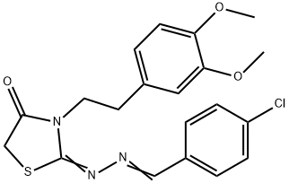 4-Chlorobenzaldehyde [3-[2-(3,4-dimethoxyphenyl)ethyl]-4-oxothiazolidin-2-ylidene]hydrazone 结构式