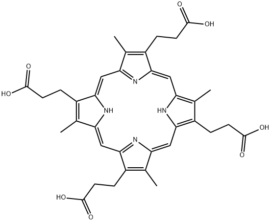 3,8,13,18-tetramethyl-21H,23H-porphine-2,7,12,17-tetrapropionic acid  结构式