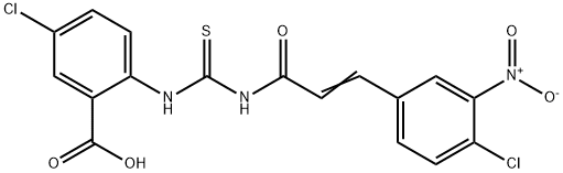 5-CHLORO-2-[[[[3-(4-CHLORO-3-NITROPHENYL)-1-OXO-2-PROPENYL]AMINO]THIOXOMETHYL]AMINO]-BENZOIC ACID 结构式