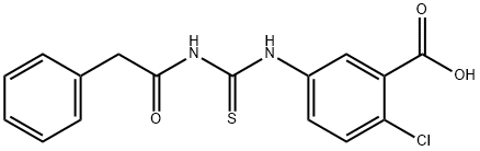 2-CHLORO-5-[[[(PHENYLACETYL)AMINO]THIOXOMETHYL]AMINO]-BENZOIC ACID 结构式