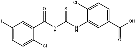 4-CHLORO-3-[[[(2-CHLORO-5-IODOBENZOYL)AMINO]THIOXOMETHYL]AMINO]-BENZOIC ACID 结构式