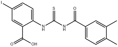 2-[[[(3,4-DIMETHYLBENZOYL)AMINO]THIOXOMETHYL]AMINO]-5-IODO-BENZOIC ACID 结构式