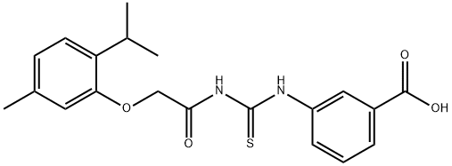 3-[[[[[5-METHYL-2-(1-METHYLETHYL)PHENOXY]ACETYL]AMINO]THIOXOMETHYL]AMINO]-BENZOIC ACID 结构式