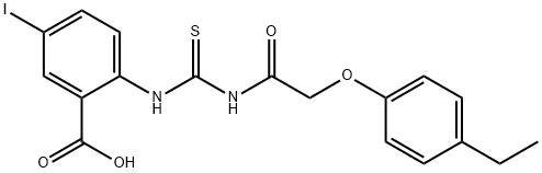 2-[[[[(4-ETHYLPHENOXY)ACETYL]AMINO]THIOXOMETHYL]AMINO]-5-IODO-BENZOIC ACID 结构式