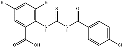 3,5-DIBROMO-2-[[[(4-CHLOROBENZOYL)AMINO]THIOXOMETHYL]AMINO]-BENZOIC ACID 结构式