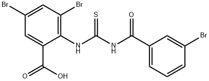 3,5-DIBROMO-2-[[[(3-BROMOBENZOYL)AMINO]THIOXOMETHYL]AMINO]-BENZOIC ACID 结构式