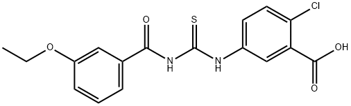 2-CHLORO-5-[[[(3-ETHOXYBENZOYL)AMINO]THIOXOMETHYL]AMINO]-BENZOIC ACID 结构式