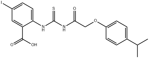 5-IODO-2-[[[[[4-(1-METHYLETHYL)PHENOXY]ACETYL]AMINO]THIOXOMETHYL]AMINO]-BENZOIC ACID 结构式