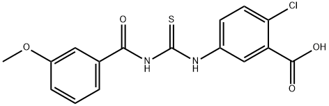 2-CHLORO-5-[[[(3-METHOXYBENZOYL)AMINO]THIOXOMETHYL]AMINO]-BENZOIC ACID 结构式