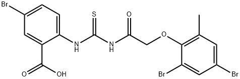 5-BROMO-2-[[[[(2,4-DIBROMO-6-METHYLPHENOXY)ACETYL]AMINO]THIOXOMETHYL]AMINO]-BENZOIC ACID 结构式